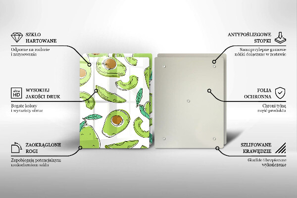 Glass chopping board Avocado and pear