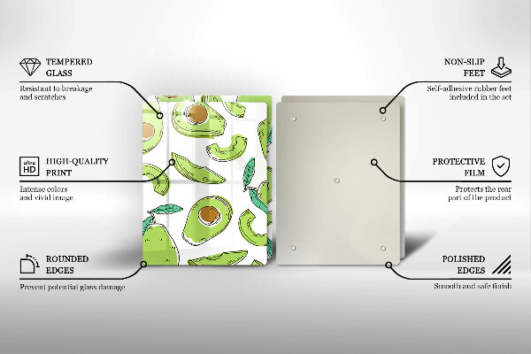 Glass chopping board Avocado and pear