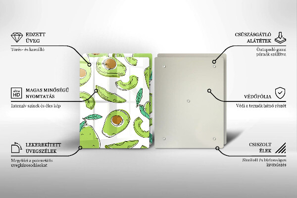 Glass chopping board Avocado and pear