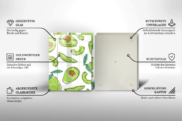 Glass chopping board Avocado and pear