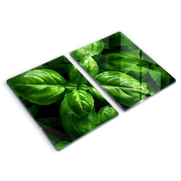 Chopping board Basil leaves