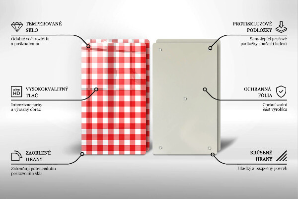 Chopping board Red white grille
