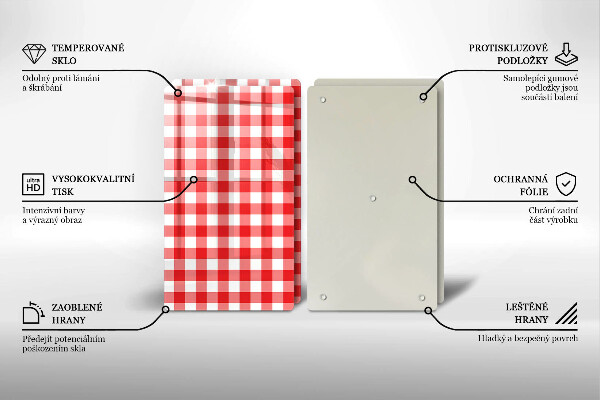 Chopping board Red white grille