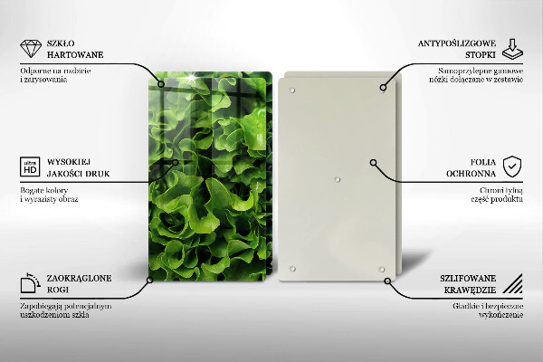 Chopping board Green lettuce leaves