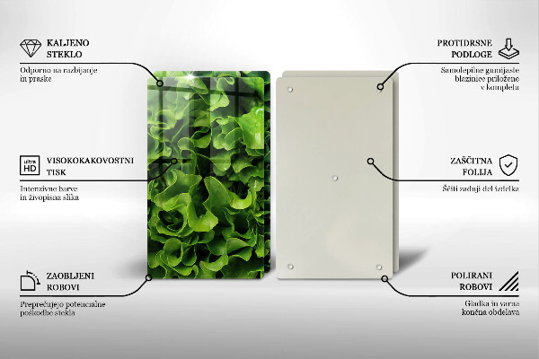 Chopping board Green lettuce leaves