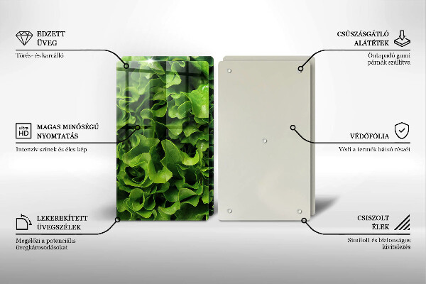 Chopping board Green lettuce leaves