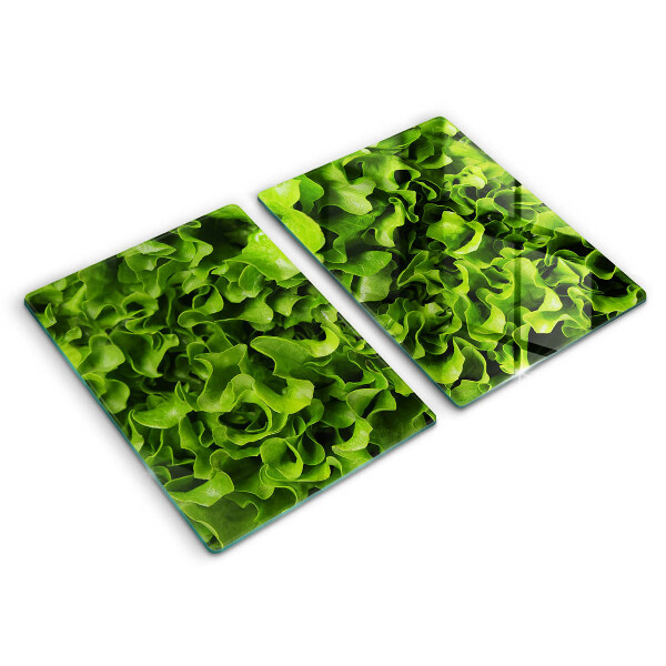 Chopping board Green lettuce leaves