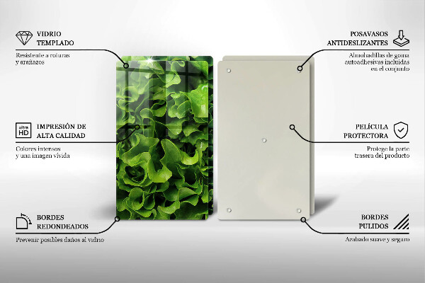 Chopping board Green lettuce leaves