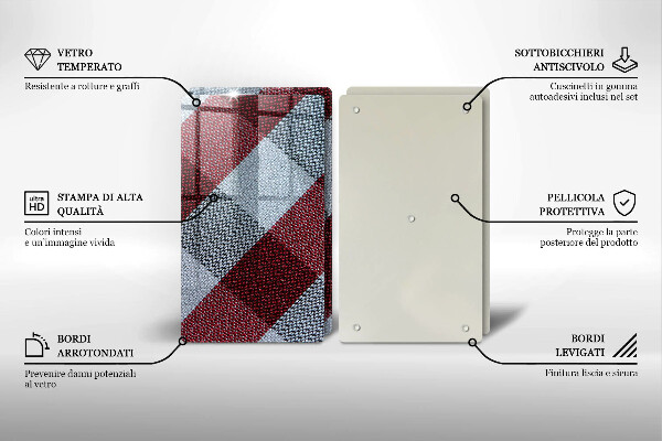 Chopping board Red white grille