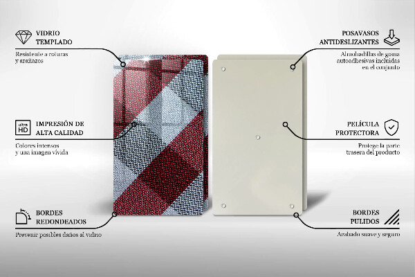 Chopping board Red white grille