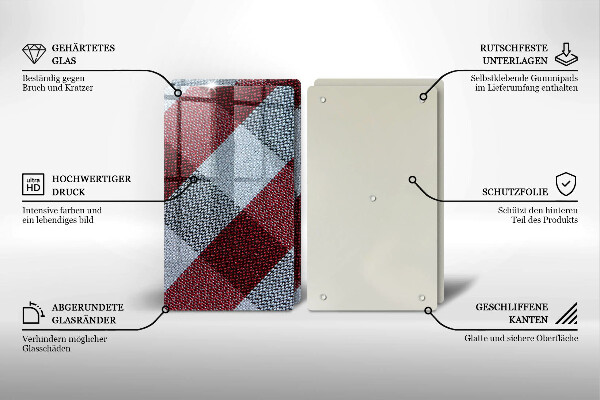 Chopping board Red white grille