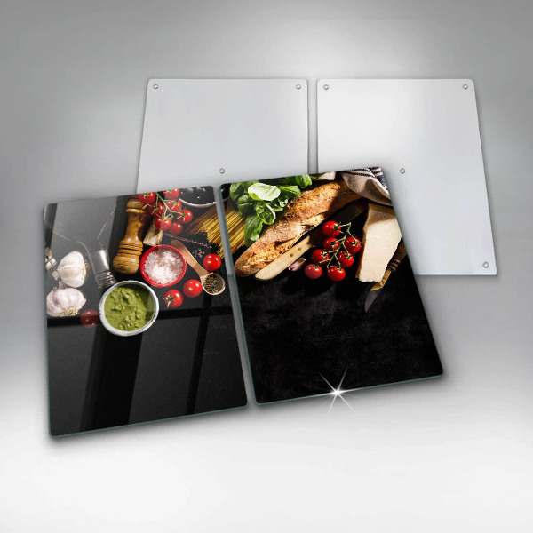 Chopping board Italian ingredients and spices