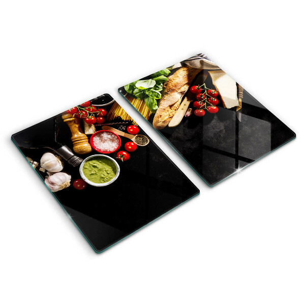 Chopping board Italian ingredients and spices