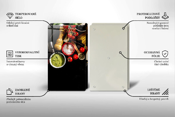 Chopping board Italian ingredients and spices