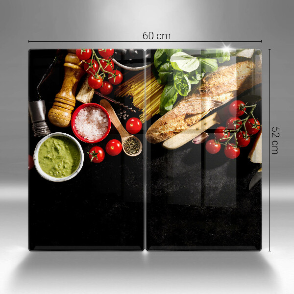 Chopping board Italian ingredients and spices