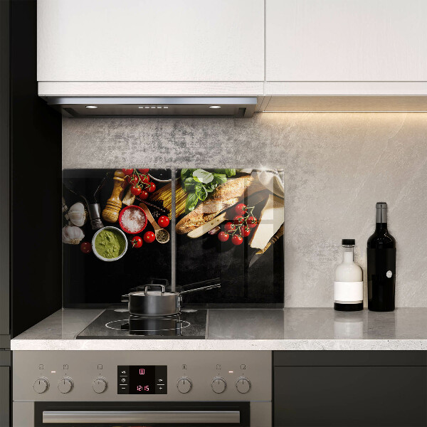 Chopping board Italian ingredients and spices