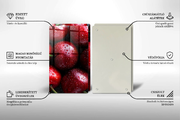 Chopping board Cherries close-up