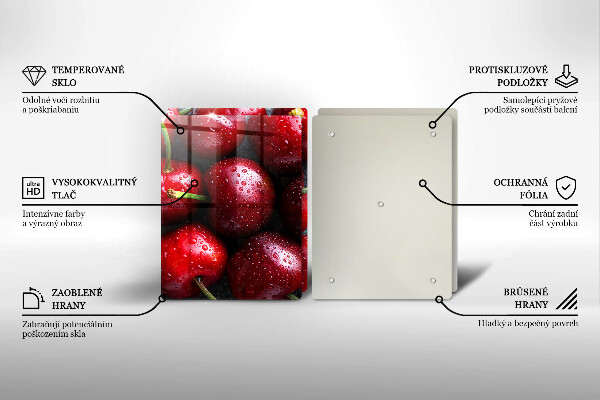 Chopping board Cherries close-up