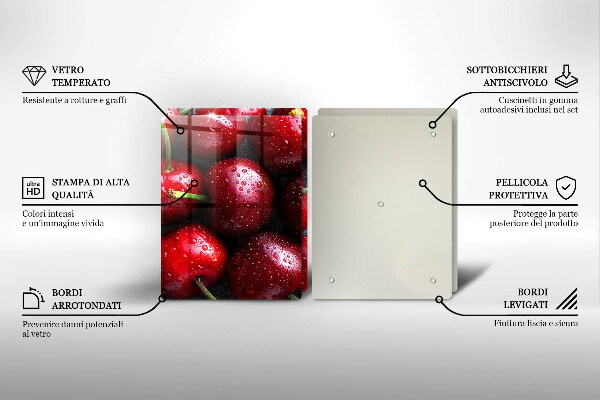 Chopping board Cherries close-up