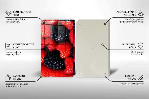 Chopping board Raspberries and blackberries