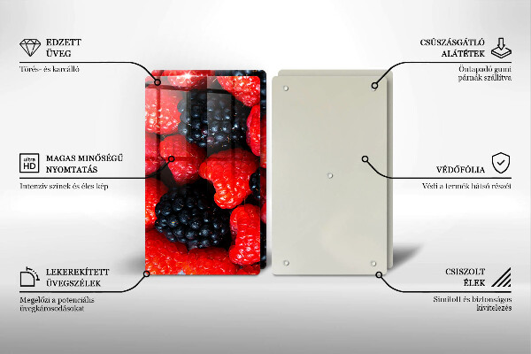 Chopping board Raspberries and blackberries