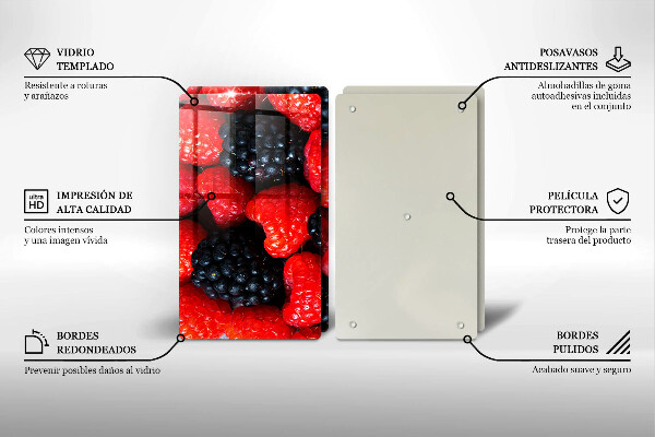 Chopping board Raspberries and blackberries