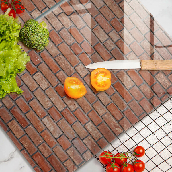 Glass chopping board Brick wall