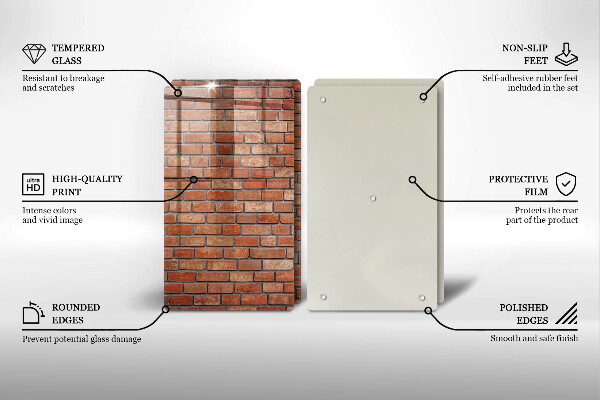 Glass chopping board Brick wall