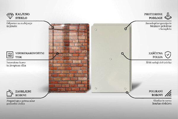 Glass chopping board Brick wall