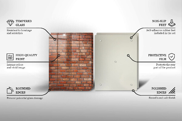 Glass chopping board Brick wall