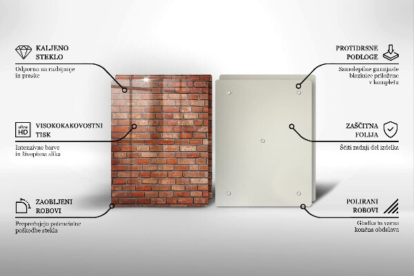 Glass chopping board Brick wall