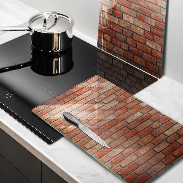 Glass chopping board Brick wall