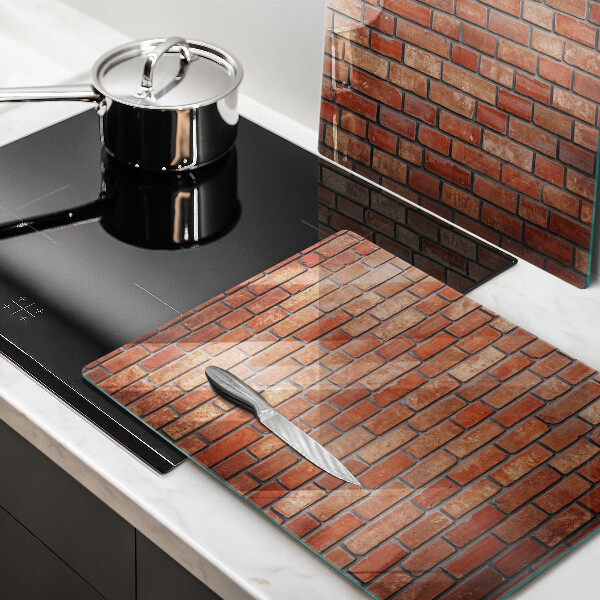 Glass chopping board Brick wall
