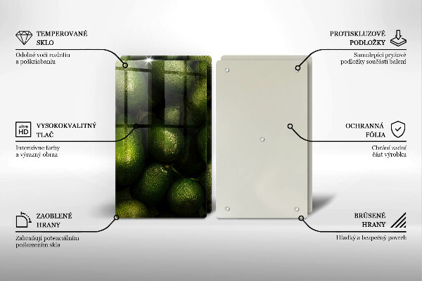 Glass chopping board Avocado fruit