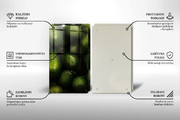 Glass chopping board Avocado fruit