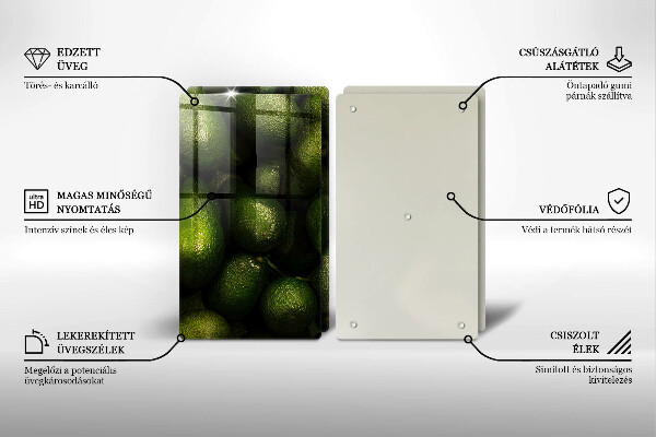 Glass chopping board Avocado fruit