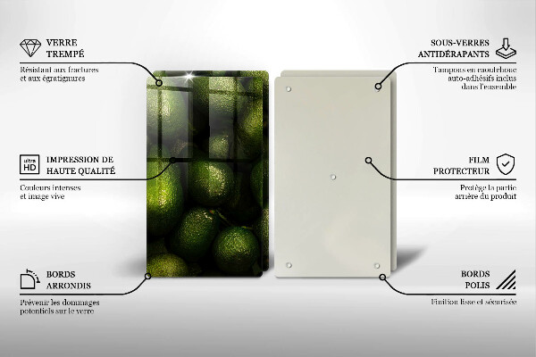 Glass chopping board Avocado fruit