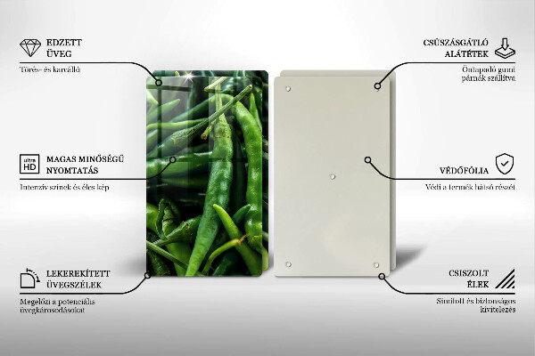 Glass chopping board Pods peas