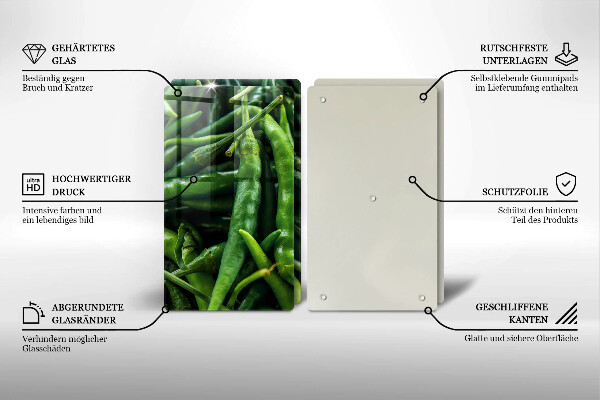 Glass chopping board Pods peas