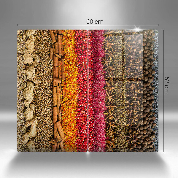 Glass chopping board Colorful spices