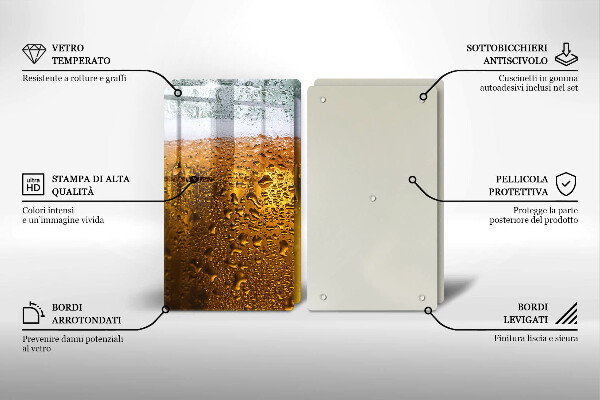 Chopping board Wet glass of beer