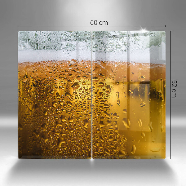 Chopping board Wet glass of beer