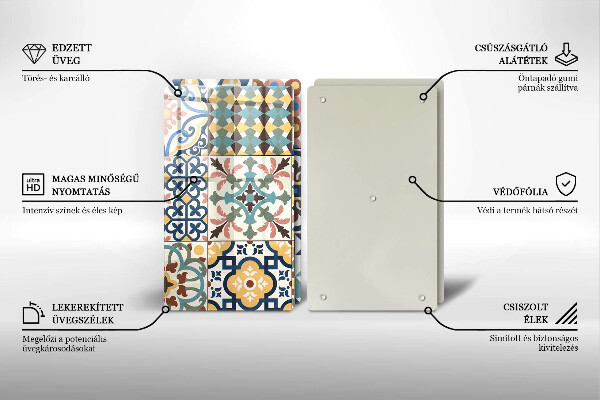 Glass chopping board Decorative tiles