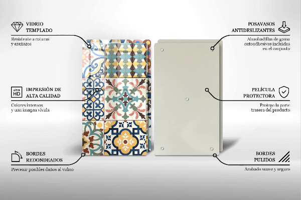 Glass chopping board Decorative tiles