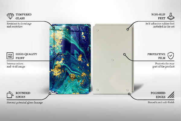 Glass chopping board Abstraction with gold