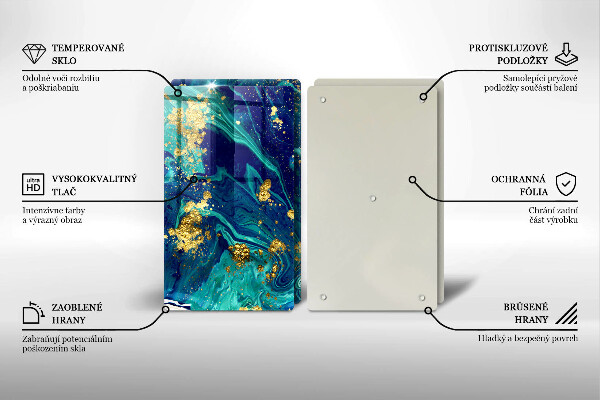 Glass chopping board Abstraction with gold