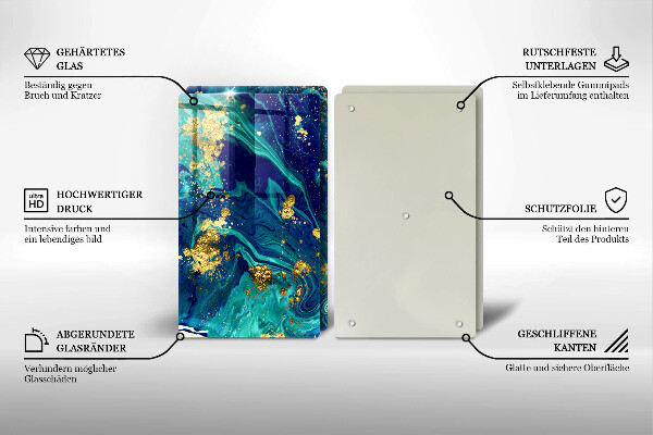 Glass chopping board Abstraction with gold