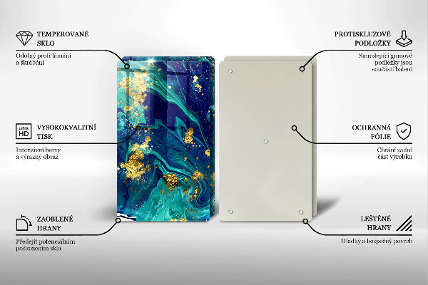 Glass chopping board Abstraction with gold