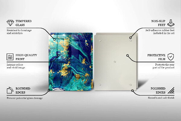 Glass chopping board Abstraction with gold