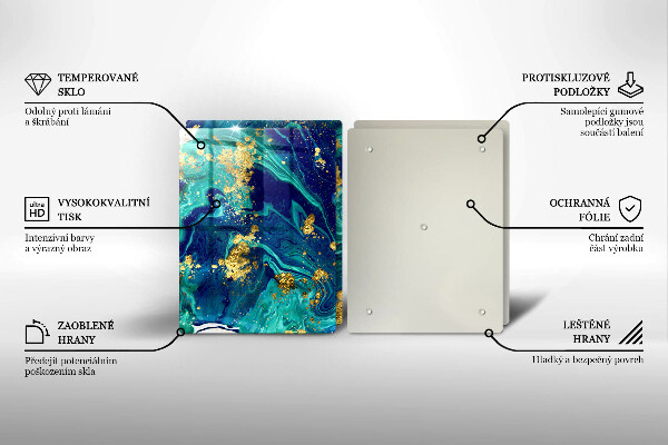 Glass chopping board Abstraction with gold